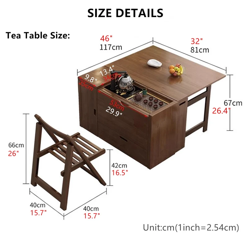 Canapé-lit multifonction avec accoudoir de table à thé Gongfu et rangement en dessous