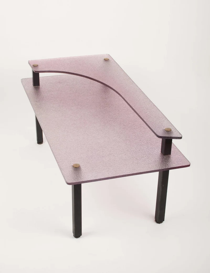 Table basse vintage double plateau mauve