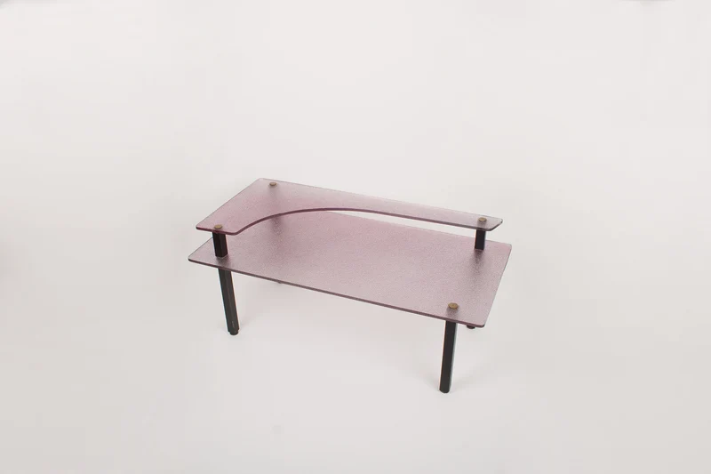 Table basse vintage double plateau mauve