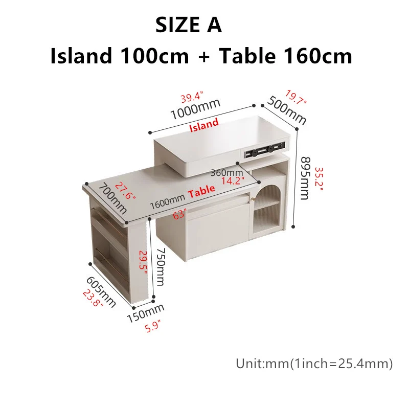 Îlot de cuisine en pierre frittée avec table rotative à 180 degrés