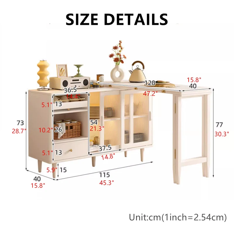 Table à manger extensible et pliable avec buffet