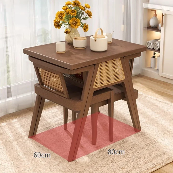 Ensemble table et 2 chaises en bois massif peu encombrant