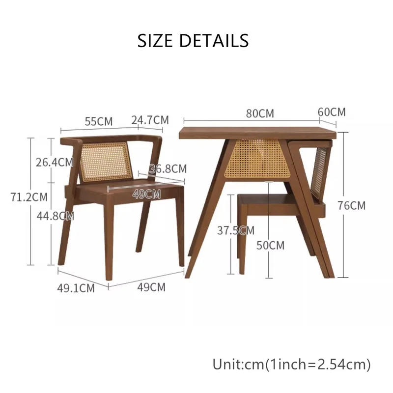 Ensemble table et 2 chaises en bois massif peu encombrant