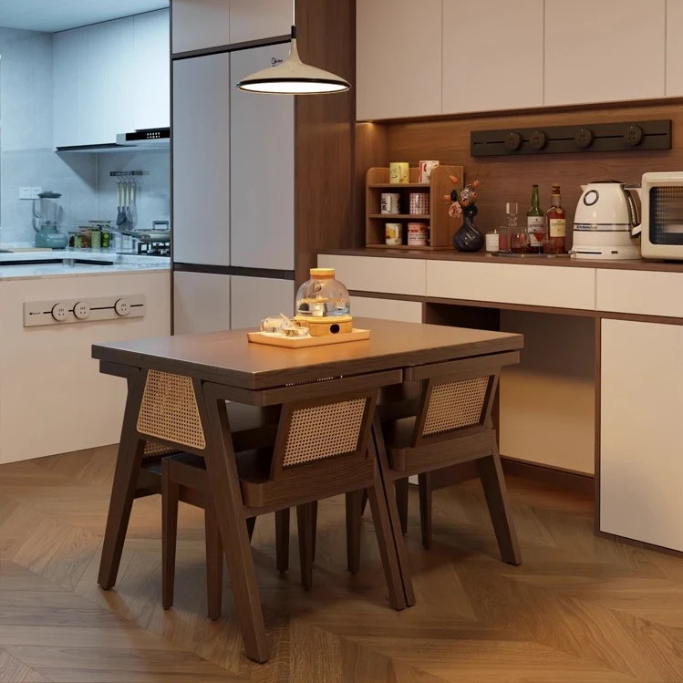 Ensemble table et 2 chaises en bois massif peu encombrant