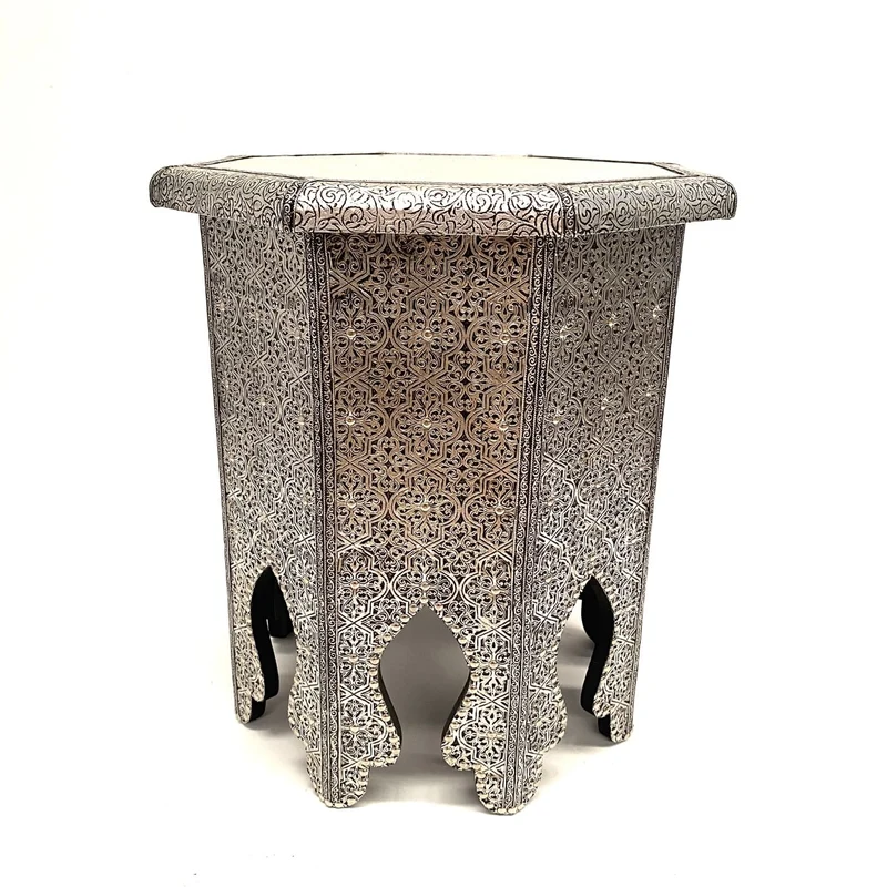 Table d'appoint arabe octogonale en maillechort