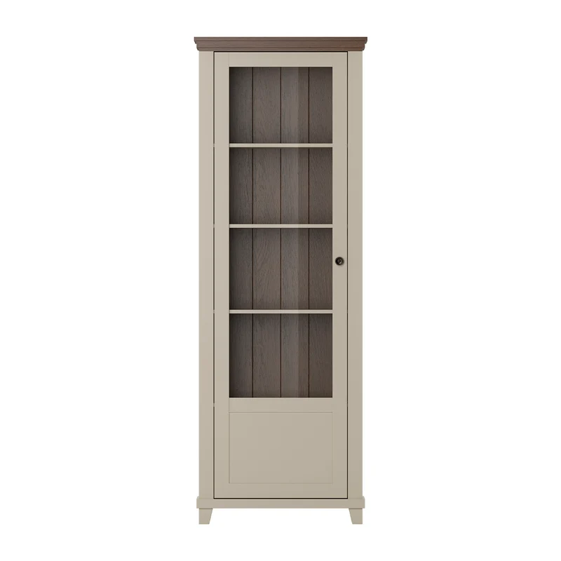 Vitrine 1 porte ouverture gauche Martin Beige et Bois