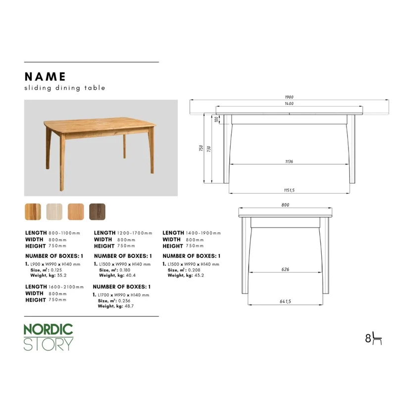 Table à manger extensible en bois massif de chêne Monty - NordicStory
