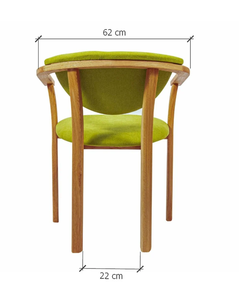 Chaise de salle à manger en bois massif de chêne Alexis, revêtement en tissu Vert Pomme – Lot de 2 ou 4 chaises - NordicStory