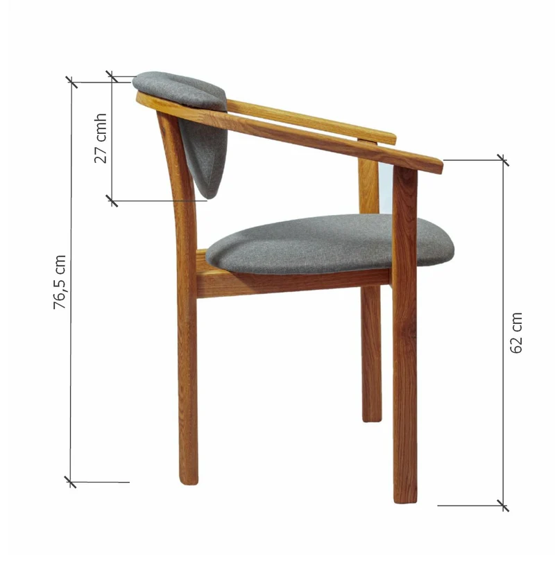 Chaise de salle à manger en bois massif de chêne Alexis, revêtement en tissu Gris Nordique – Lot de 2 ou 4 chaises - NordicStory