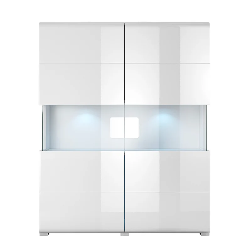 Vaisselier 2 portes avec LED Jules Blanc