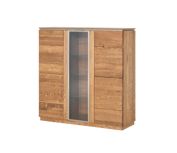 Buffet vitrine en bois de chêne Monténégro 48 - LoftStory