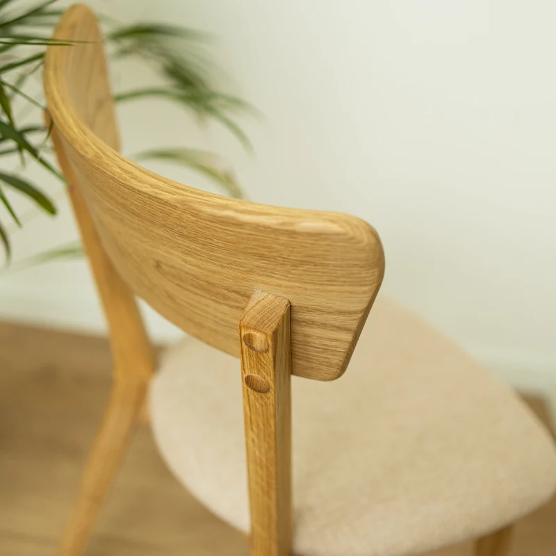 Chaise de salle à manger en bois massif de chêne Diana, revêtement Beige – Lot de 2 ou 4 chaises - NordicStory