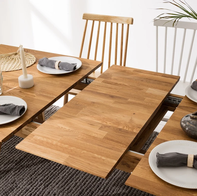 Table à manger rectangulaire extensible en chêne massif Escandi - NordicStory