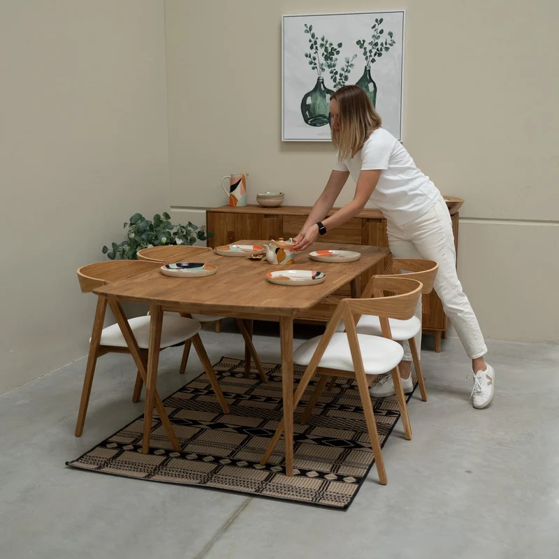 Table à manger rectangulaire extensible en chêne massif Escandi - NordicStory