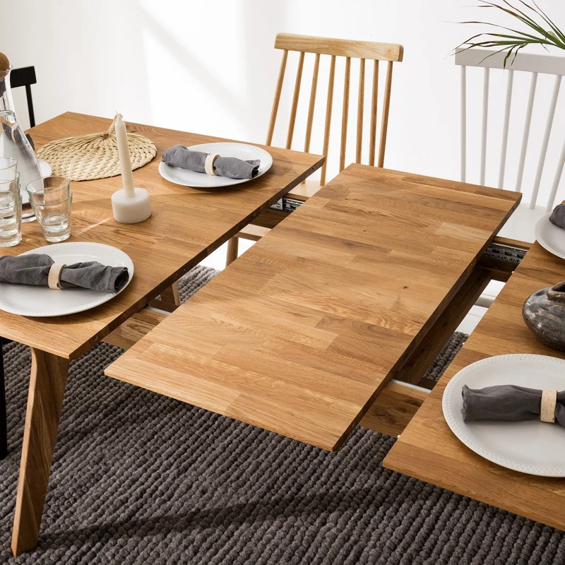 Table à manger extensible en bois massif de chêne Harold - NordicStory