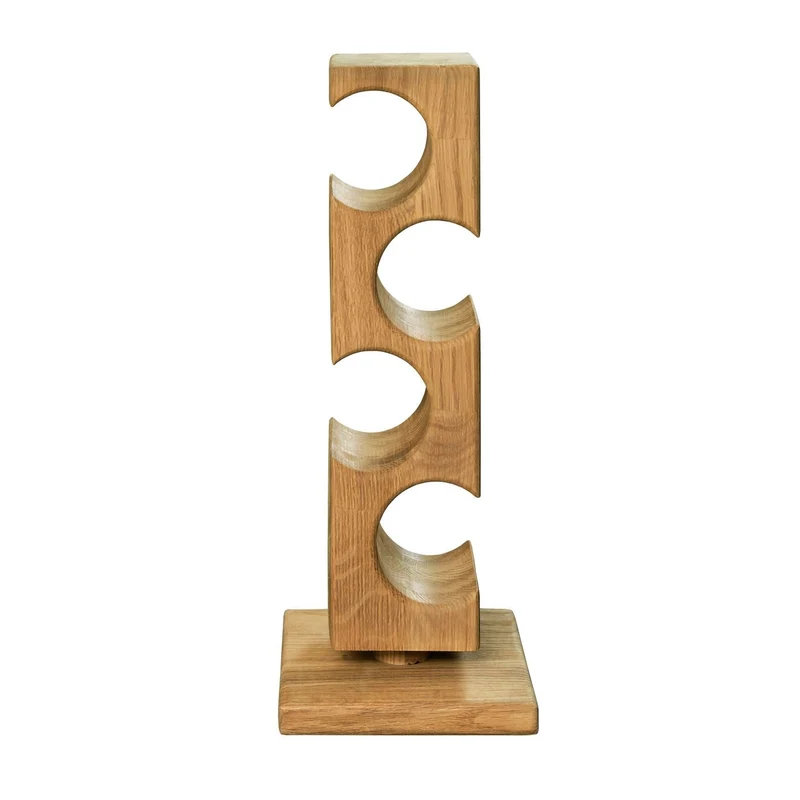 Porte-bouteilles en bois massif de chêne ALMA – Pour 4 bouteilles de vin - NordicStory
