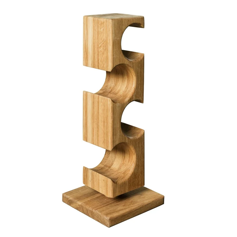 Porte-bouteilles en bois massif de chêne ALMA – Pour 4 bouteilles de vin - NordicStory