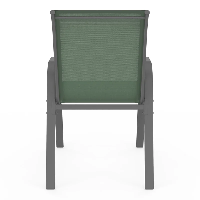 Lot de 6 chaises de jardin empilables textilène vert
