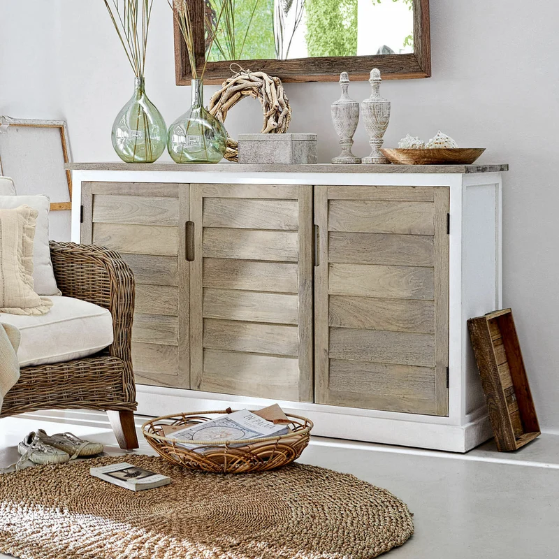 Buffet bas LOBERON Frapelle en bois de manguier