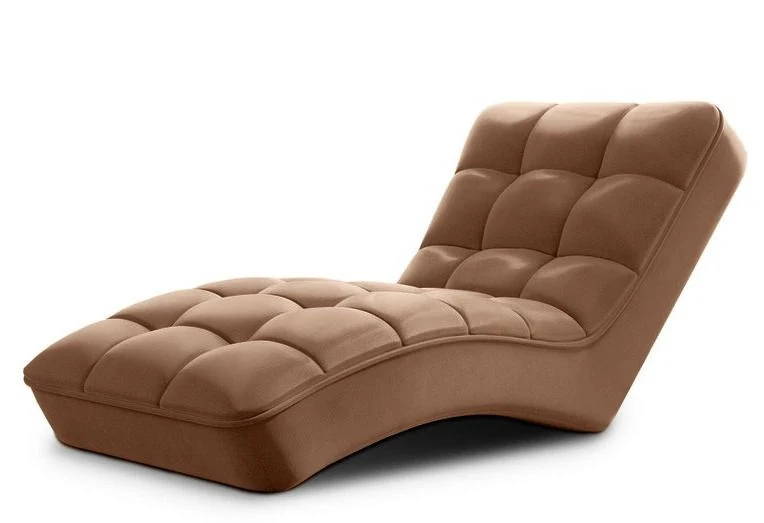 Chaise longue LES TENDANCES Rikal velours capitonné beige