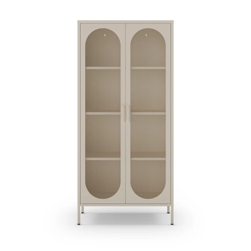 Vaisselier DRAWER Zio 2 portes en métal beige H170cm