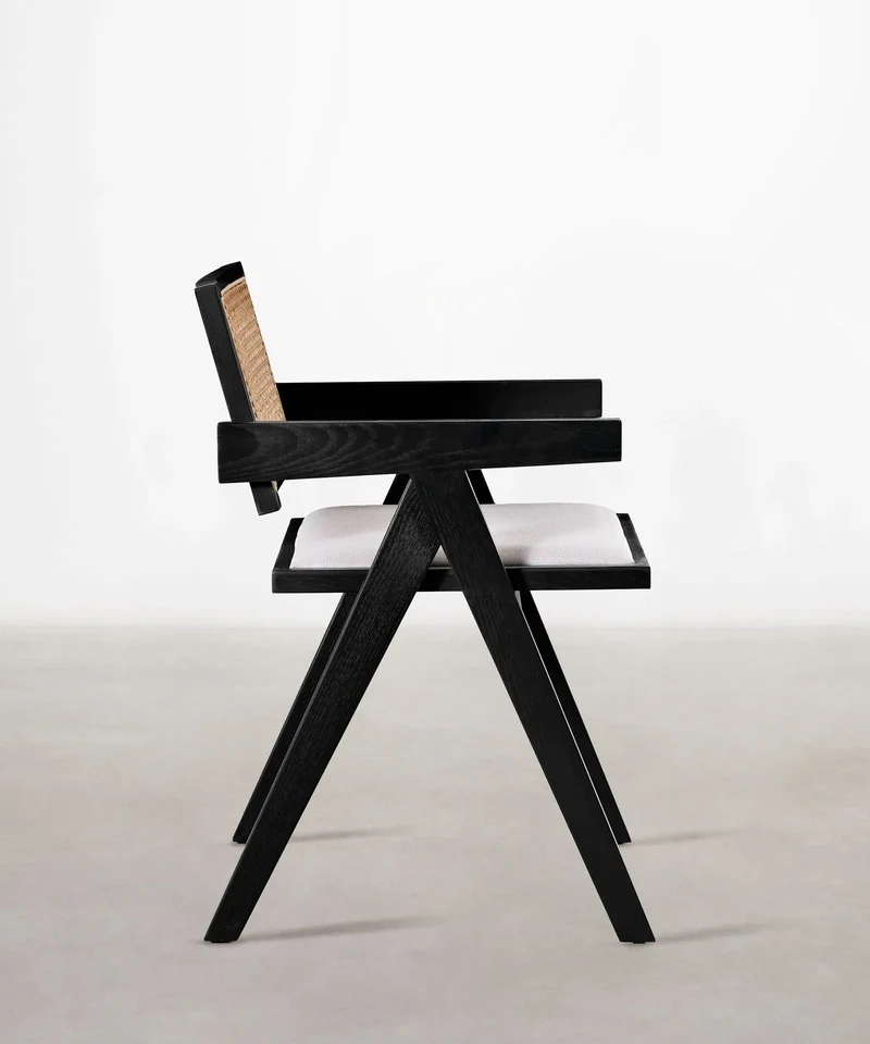Silla de Comedor en Madera Tapizada con Reposabrazos Pauline Arms
