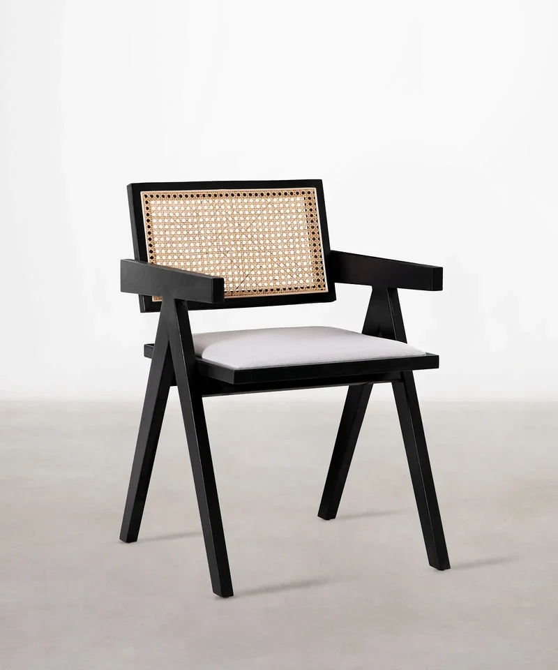 Silla de Comedor en Madera Tapizada con Reposabrazos Pauline Arms