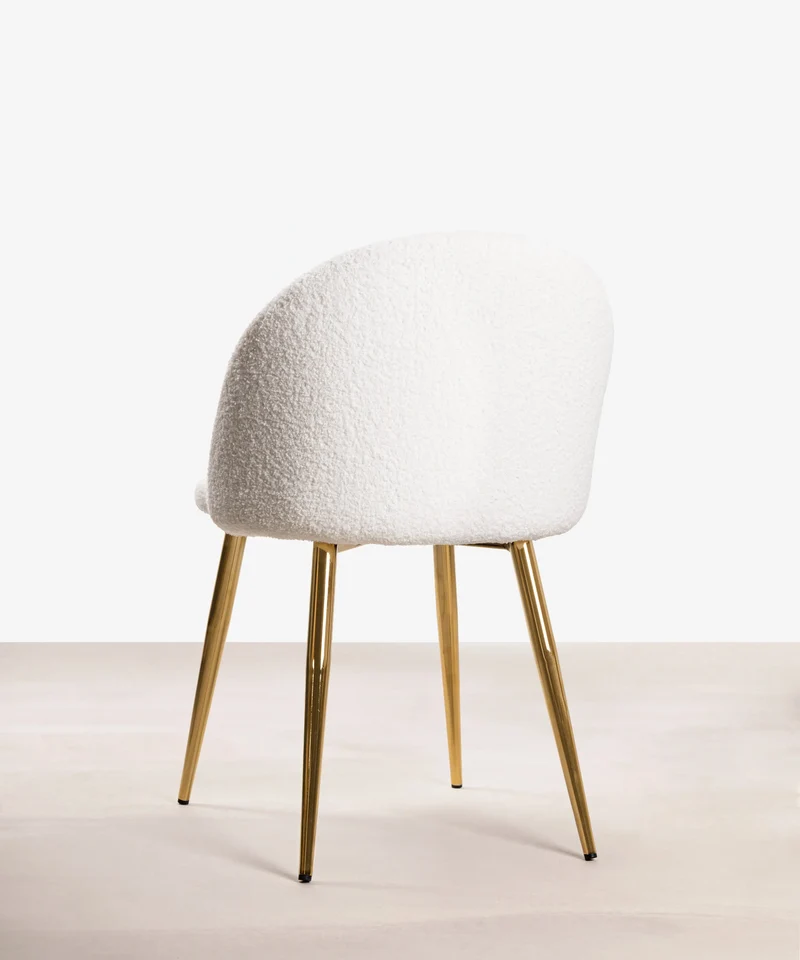 Silla de Comedor en Metal y Tejido Teddy Freya Gold