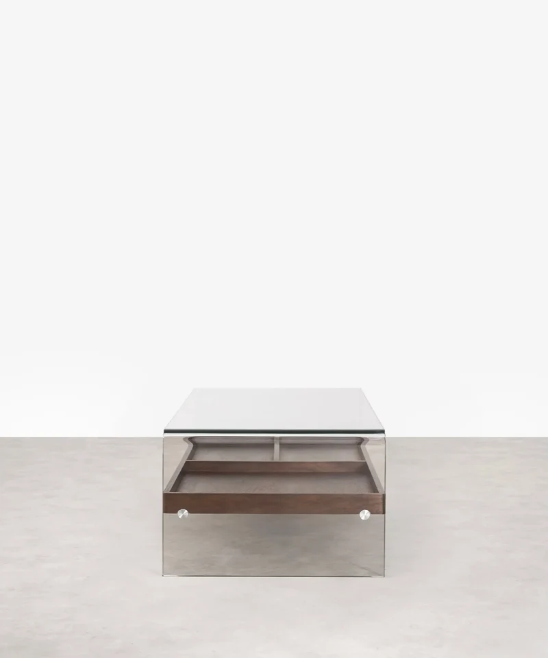 Mesa Centro de Cristal Templado y Madera Corina (110x55 cm)
