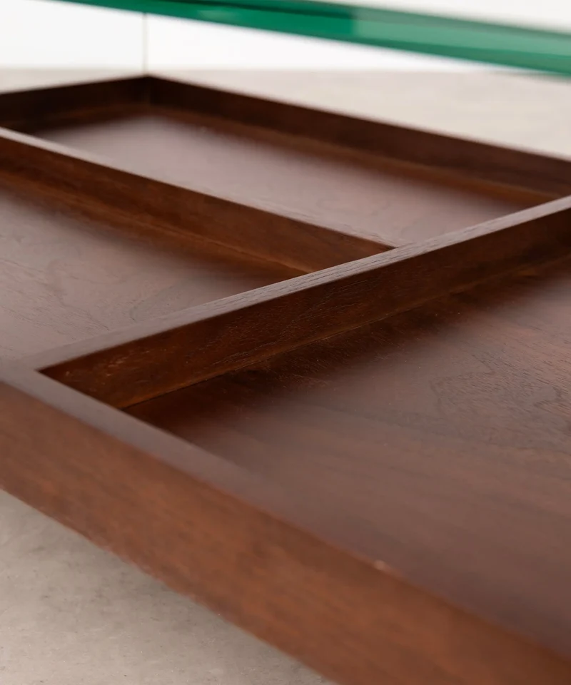 Mesa Centro de Cristal Templado y Madera Corina (110x55 cm)