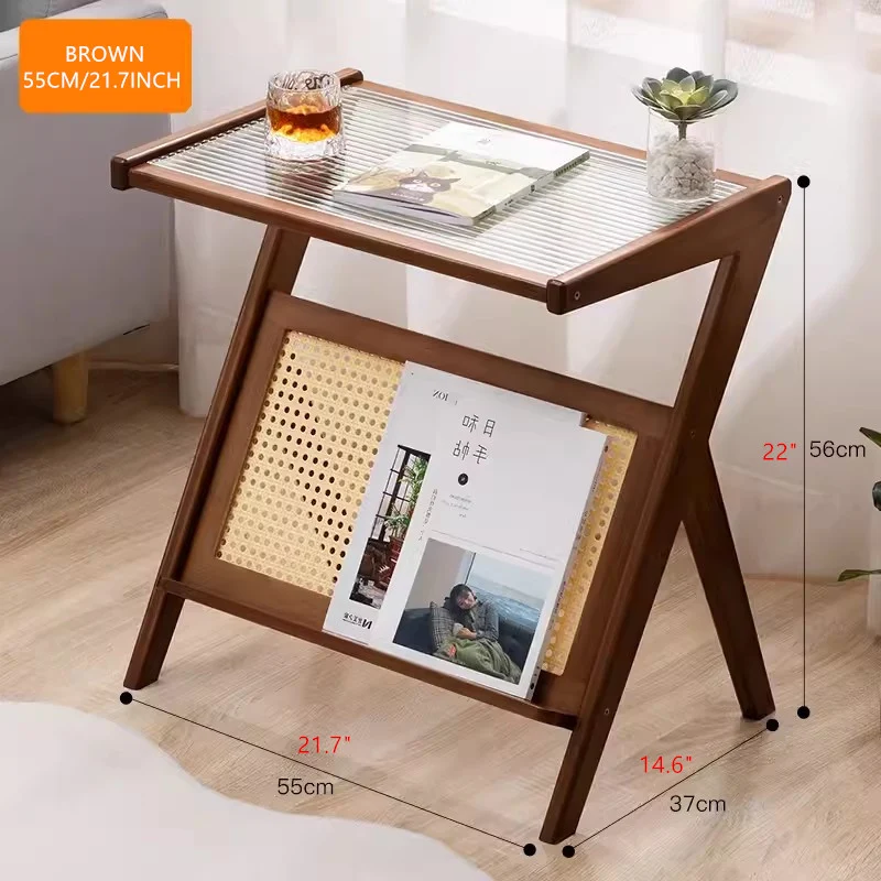 Table d'appoint en bambou et rotin avec rangement