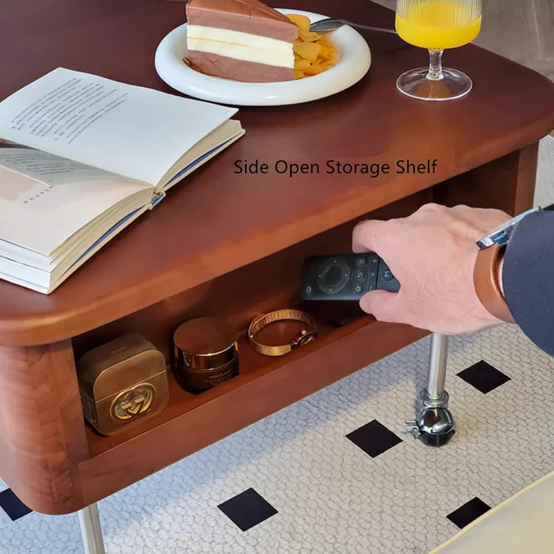 Table basse relevable en bois massif avec rangement et roues universelles