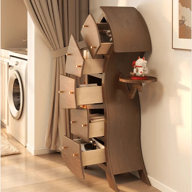 Commode d'appoint à 5 tiroirs en bois massif de style Light Luxury S