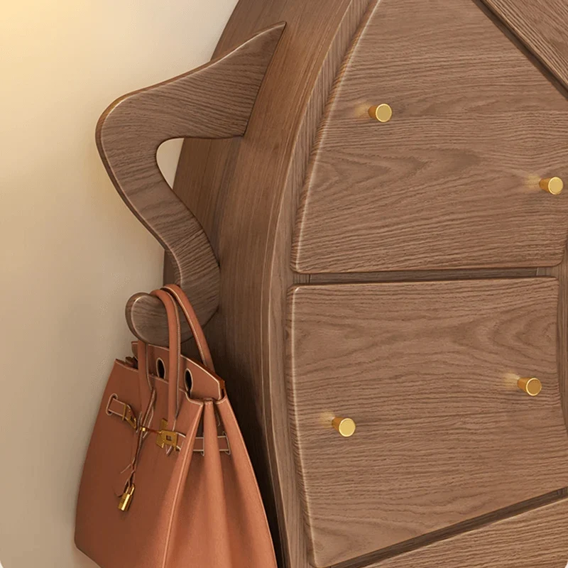 Commode d'appoint à 5 tiroirs en bois massif de style Light Luxury S