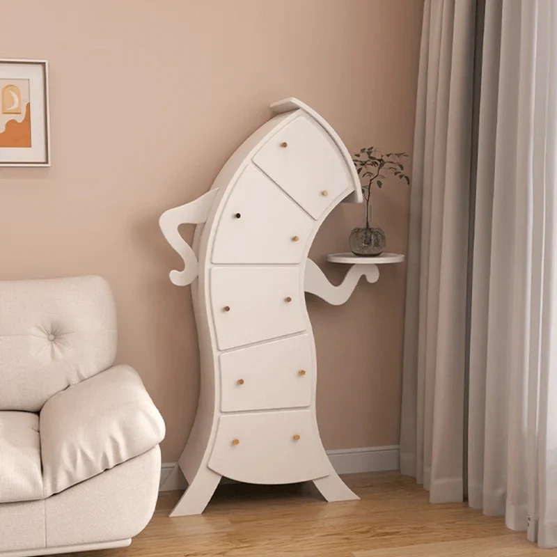 Commode d'appoint à 5 tiroirs en bois massif de style Light Luxury S