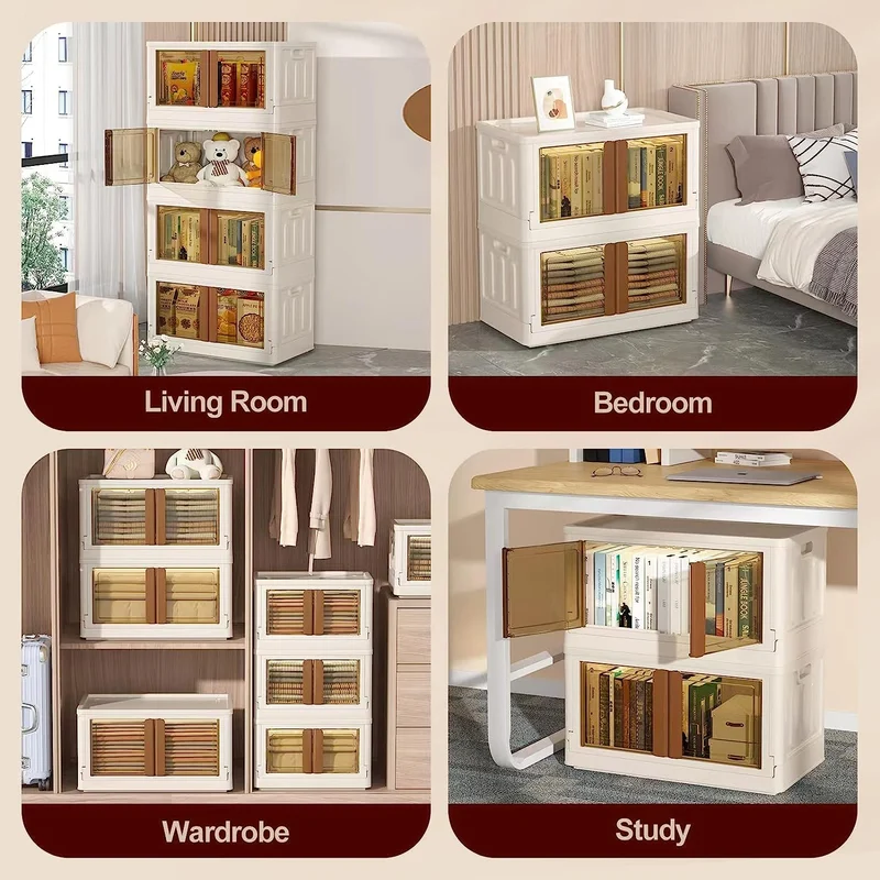 Bacs de rangement pliables avec couvercles et portes