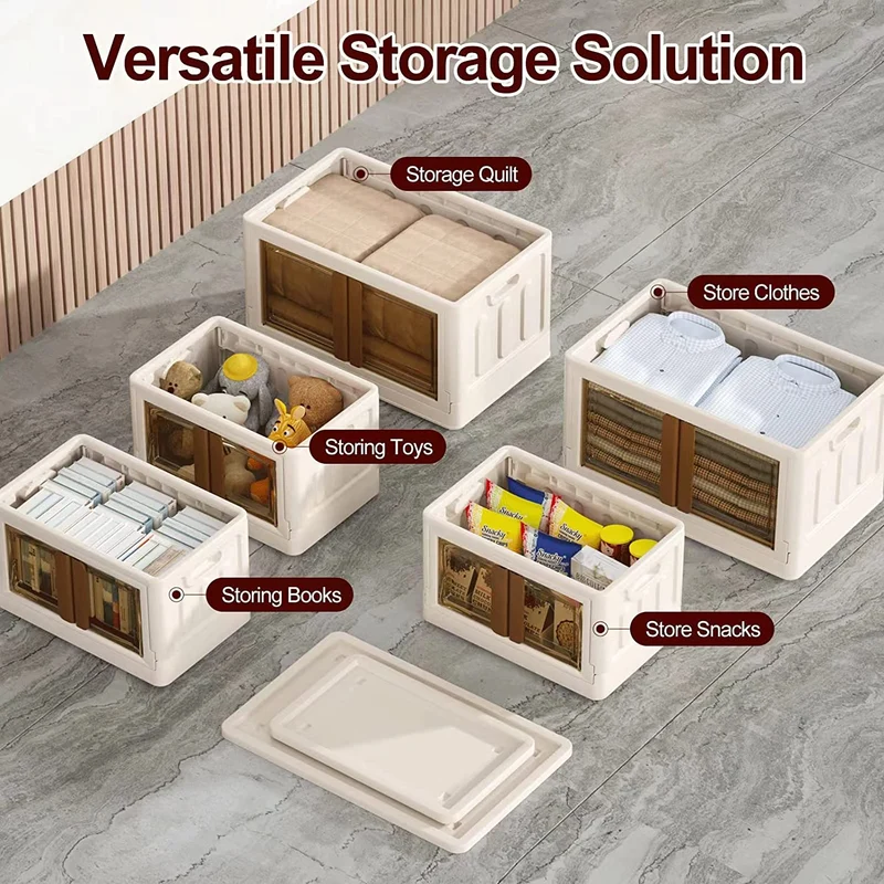 Bacs de rangement pliables avec couvercles et portes