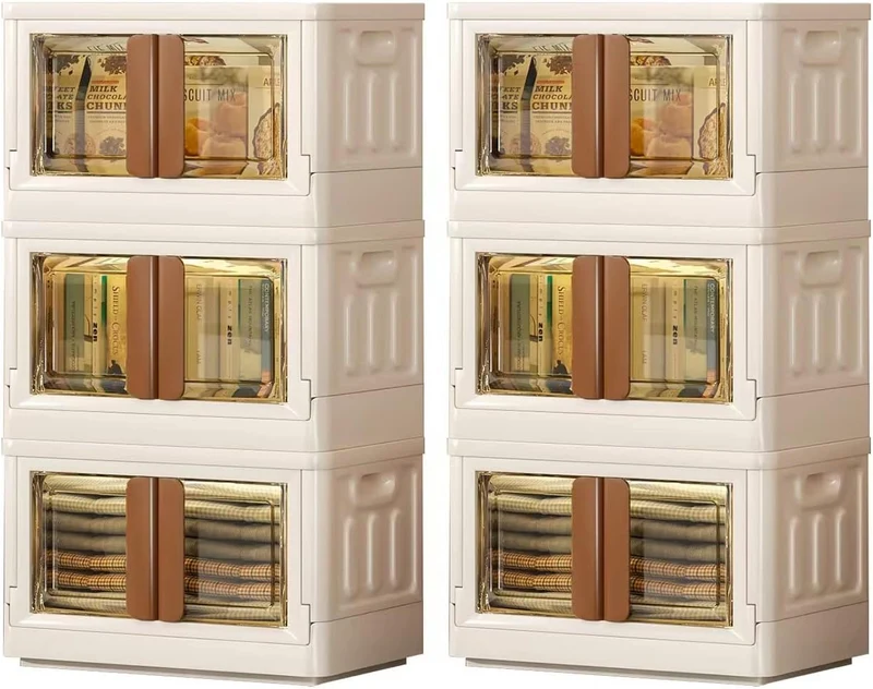Bacs de rangement pliables avec couvercles et portes