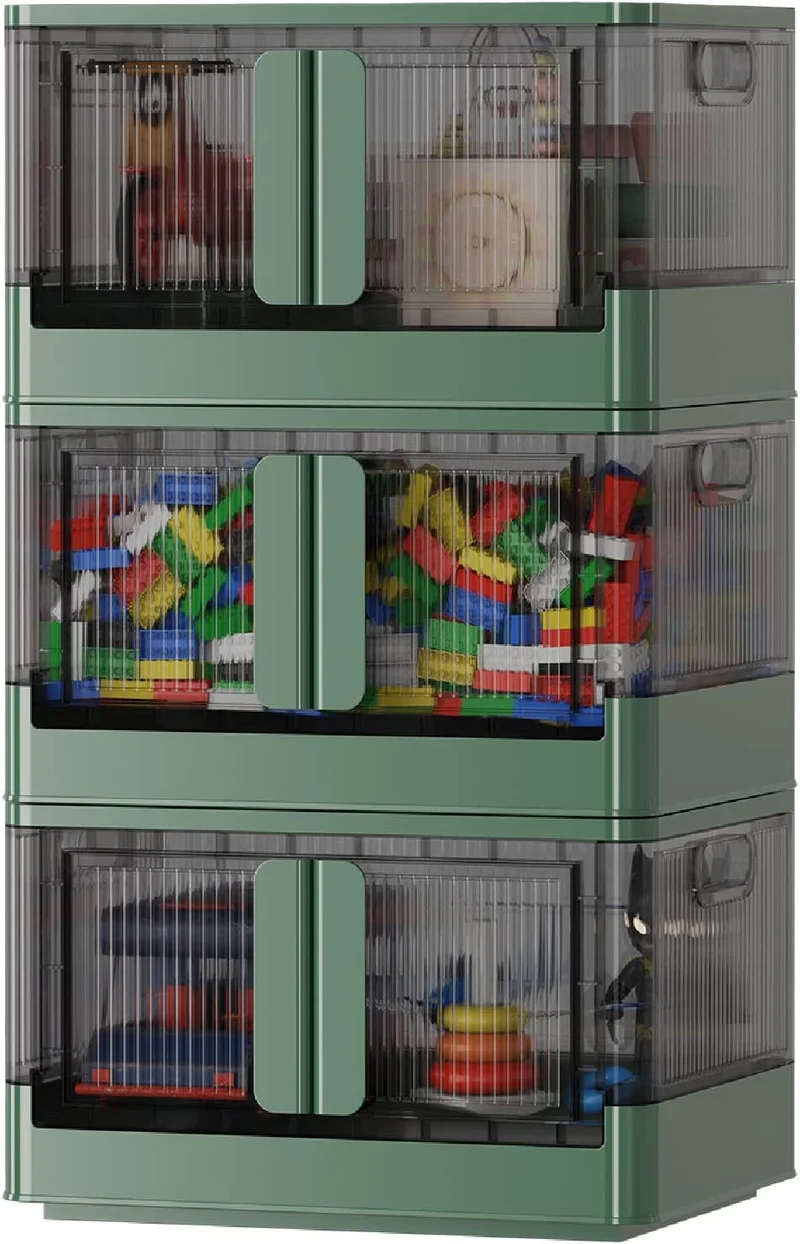 Bacs de rangement pliables avec couvercles et portes
