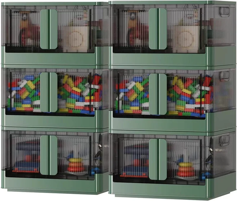 Bacs de rangement pliables avec couvercles et portes