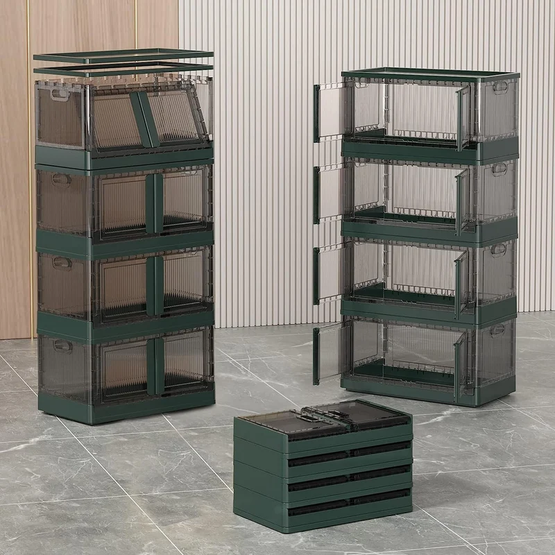 Bacs de rangement pliables avec couvercles et portes