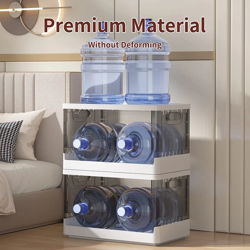 Bacs de rangement empilables et pliables avec couvercles et portes