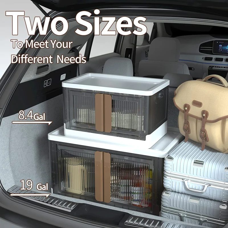 Bacs de rangement empilables et pliables avec couvercles et portes