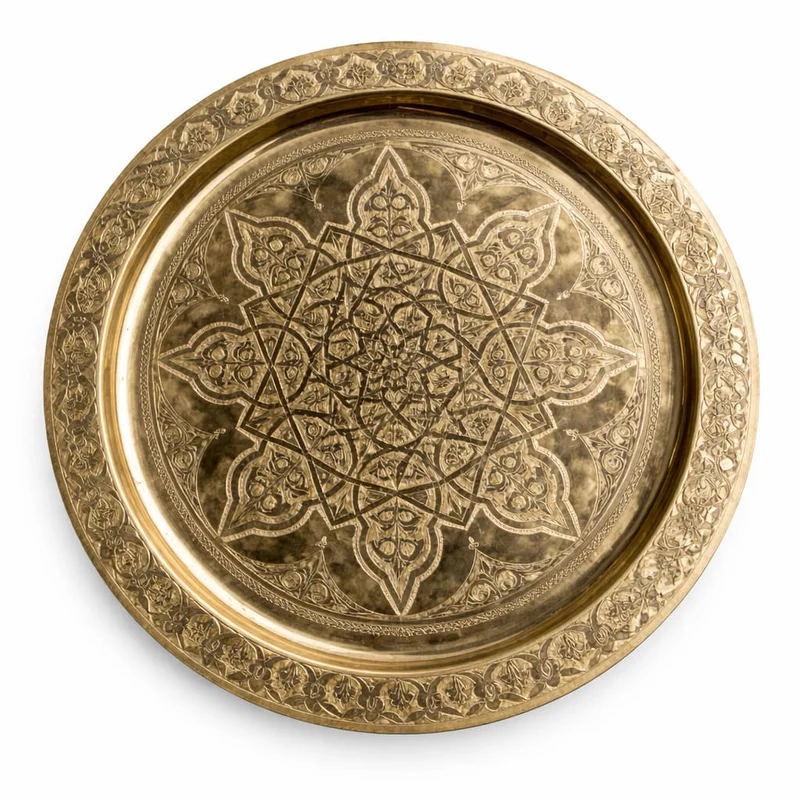 Table à thé marocaine avec plateau en laiton doré