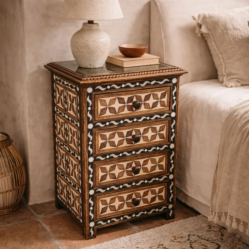 Table de chevet arabe en bois design