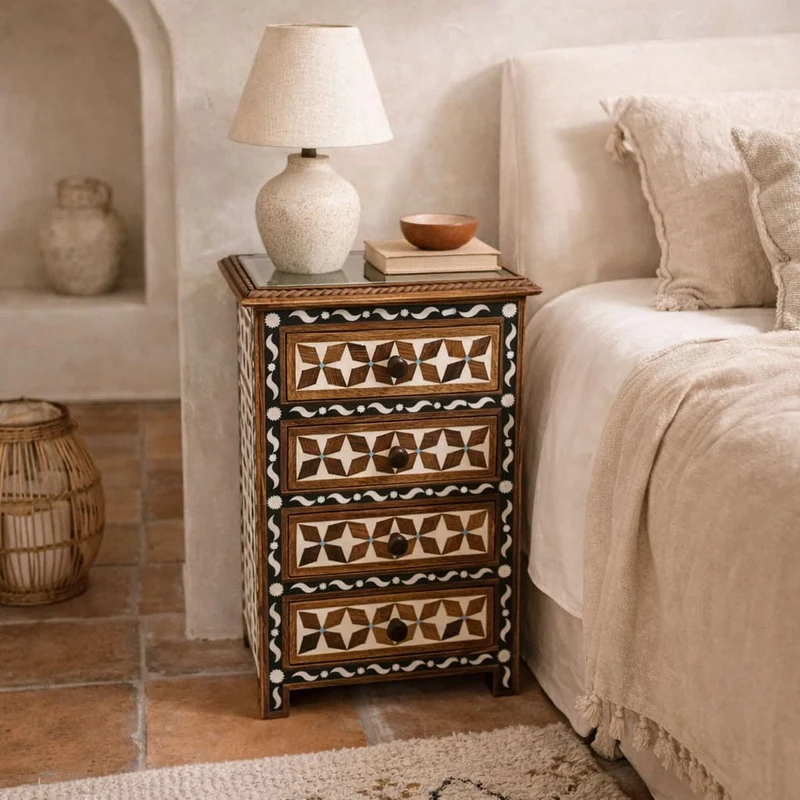 Table de chevet arabe en bois design