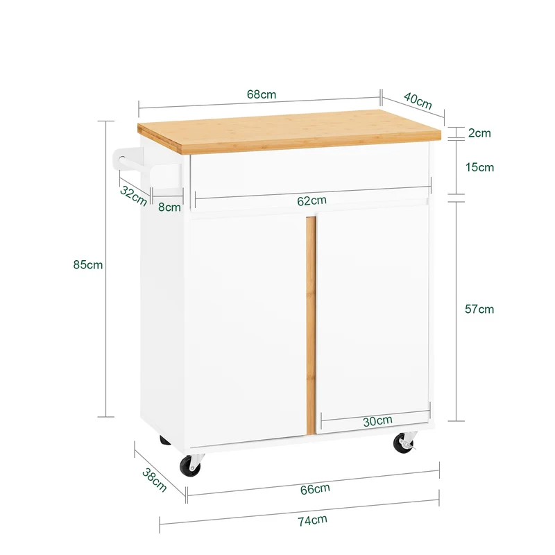 SoBuy FKW125-WN Desserte de Cuisine à roulettes Chariot de Service avec 1 Tiroirs, 2 Portes, 4 étages à l’intérieur