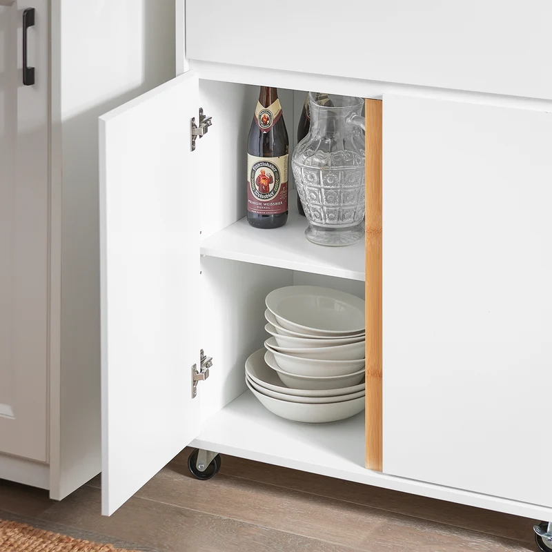 SoBuy FKW125-WN Desserte de Cuisine à roulettes Chariot de Service avec 1 Tiroirs, 2 Portes, 4 étages à l’intérieur
