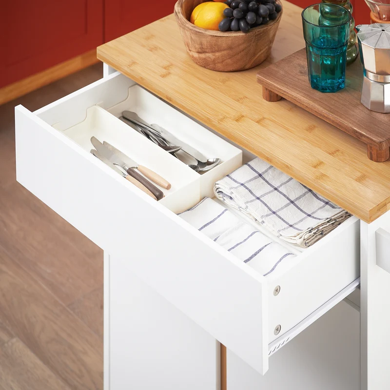 SoBuy FKW125-WN Desserte de Cuisine à roulettes Chariot de Service avec 1 Tiroirs, 2 Portes, 4 étages à l’intérieur