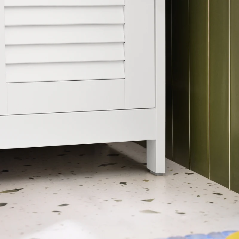 sebuyfr.comG238-WN Meuble Bas Salle de Bain avec Étagère Réglable, 1 Tiroir et 2 Portes, pour Salle de Bain et WC, Compact – L60×P35×H87 cm, Blanc et Naturel